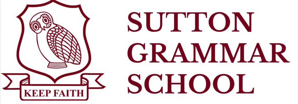Sutton Grammar School logo with owl emblem – selective grammar school in London Borough of Sutton.
