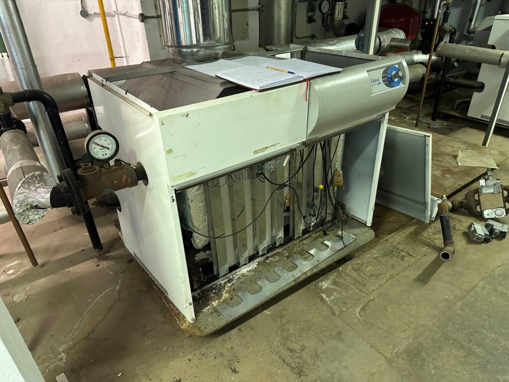 Old and deteriorating school boiler system in need of replacement under School Condition Allocation funding.