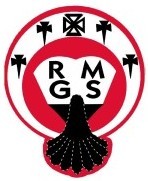 Rainham Mark Grammar School crest featuring black and red symbols with the initials RMGS.