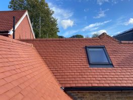 Newly tiled school roof with skylight installed as part of CIF-funded refurbishment project.