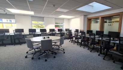 CIF-funded school IT suite refurbishment with modern computers, ergonomic seating, and improved learning facilities.